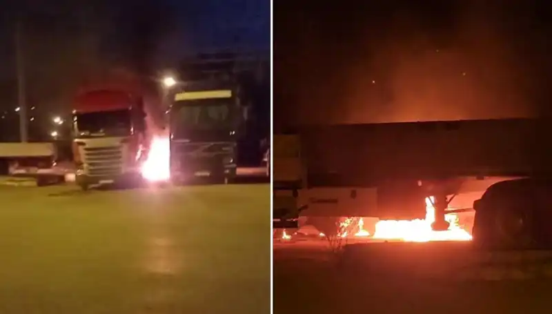 Park Halindeki Tırları Alev Alev Yaktı: Gizemli Olayın Detayları